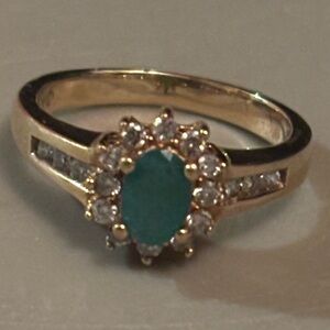 Vintage Estate Alwand Vahn 10k Gold Natural Emerald Diamond Engagement Ring 5